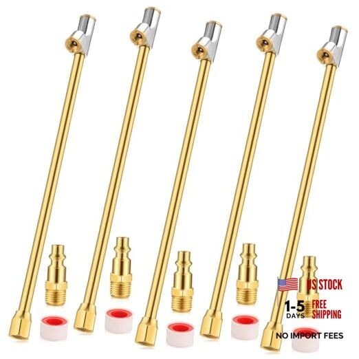 5 Pack Air Chuck Set 2 Way Connection 12 Extended Tire Chuck 1/4 in FNPT