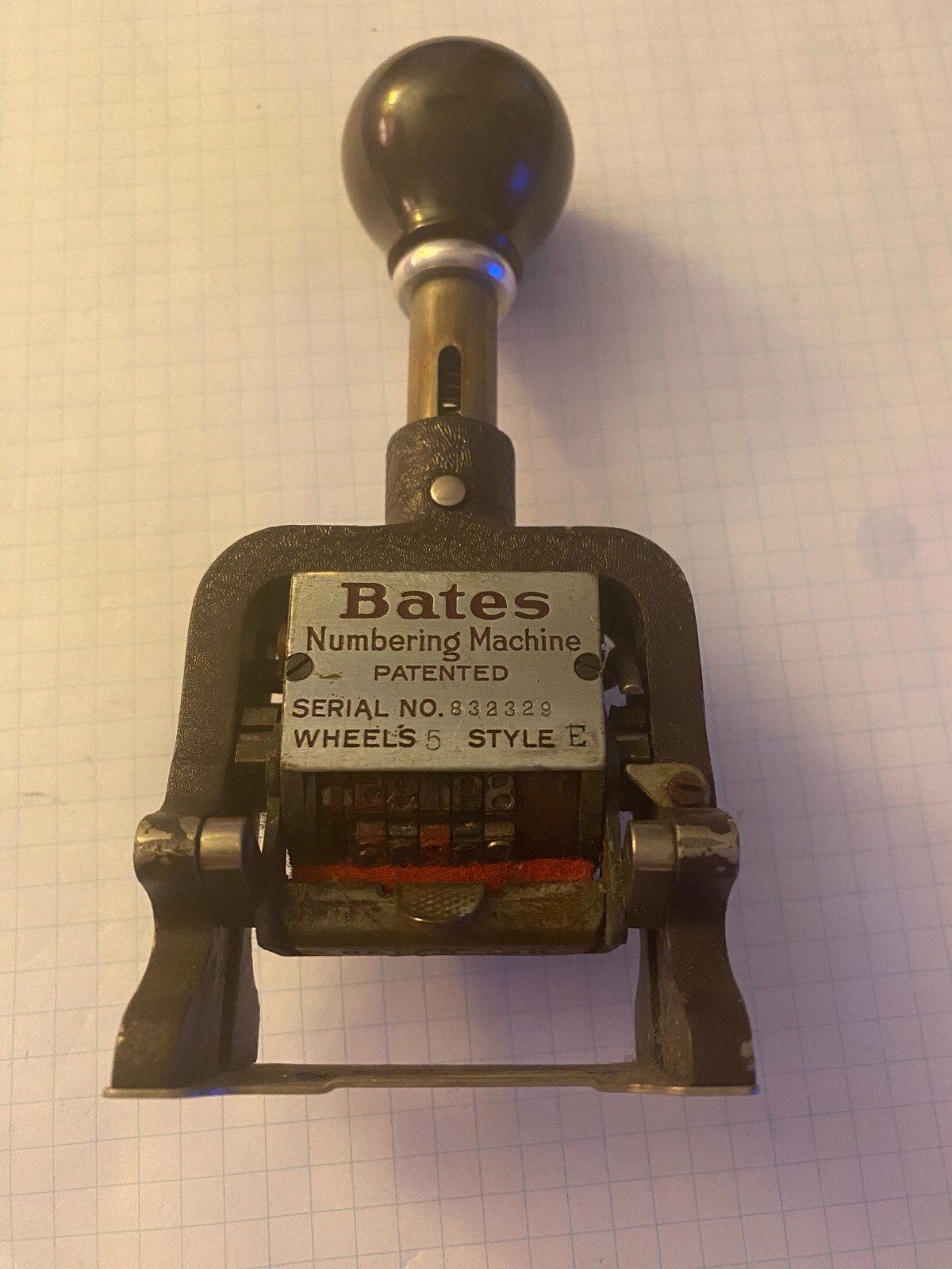 Bates numbering machine, 5wheels, style E