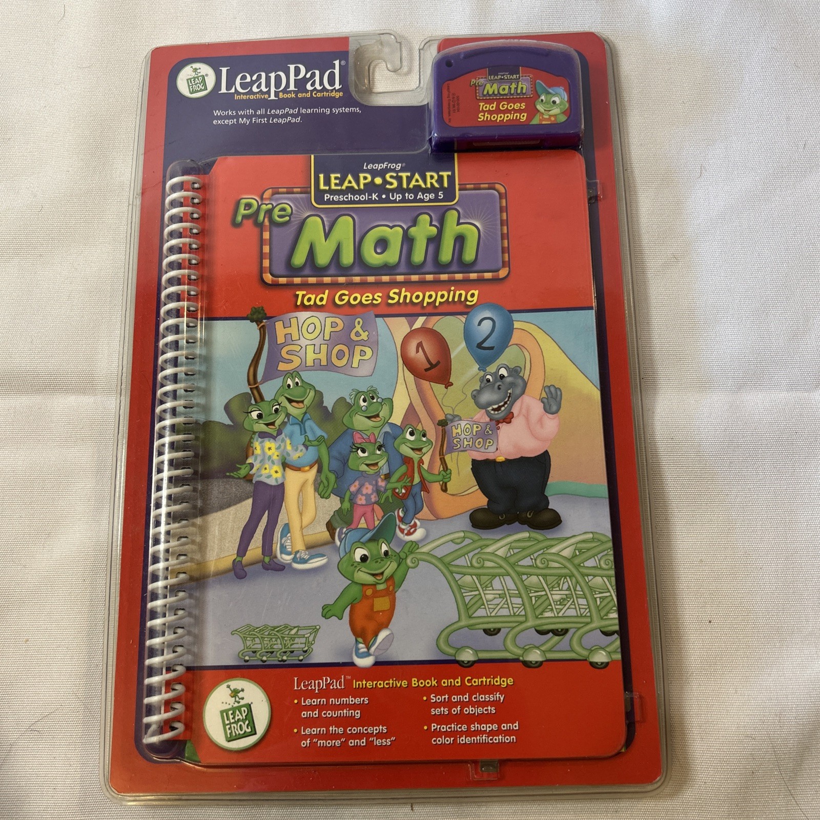 TAD GOES SHOPPING Leap Frog LeapPad Pre Math Book & Cartridge Counting Numbers