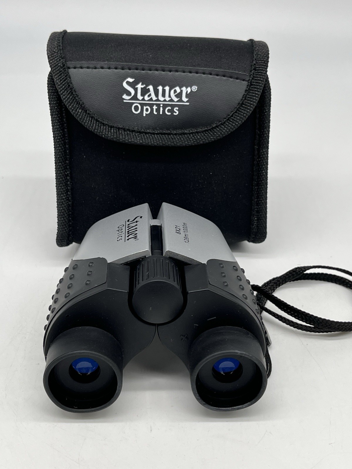 Stauer Optics Binoculars 8x21 Coated Lightweight Compact Silver Black with Case