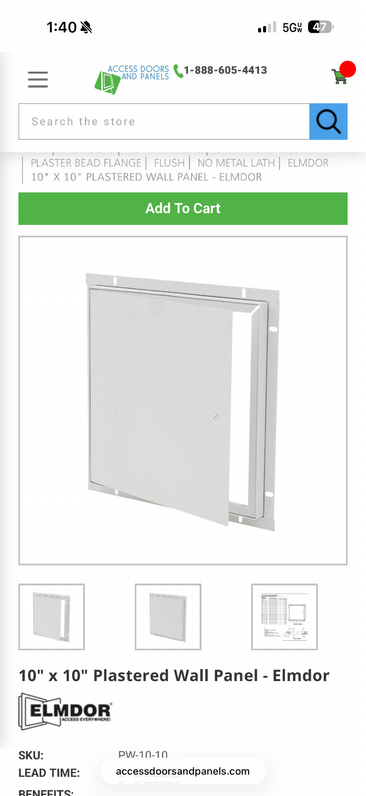 ELMOR PW10X10 PLASTERED WA ACCESS DOOR