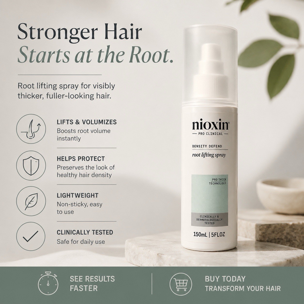 Nioxin Density Defend Styling Root Lifting Spray 5.1 oz New
