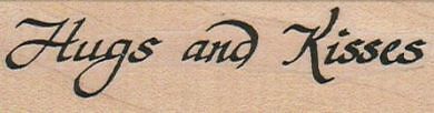 Hugs And Kisses 1 x 3" Rubber Stamp, Word/Phrase Stamp