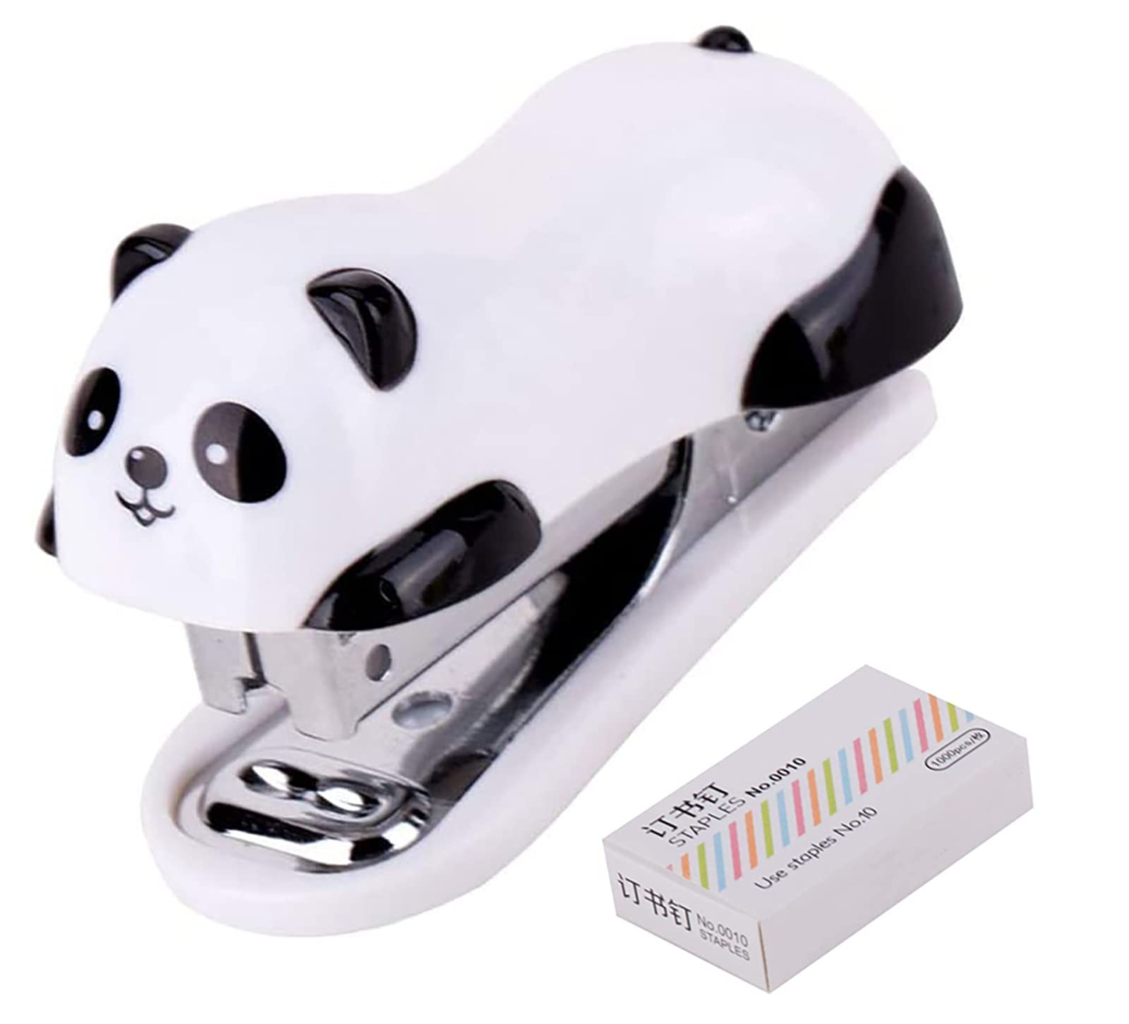 1 Pack Mini Panda Desktop Stapler for 10 Sheets Capacity with 1000 Pcs No.10 ...
