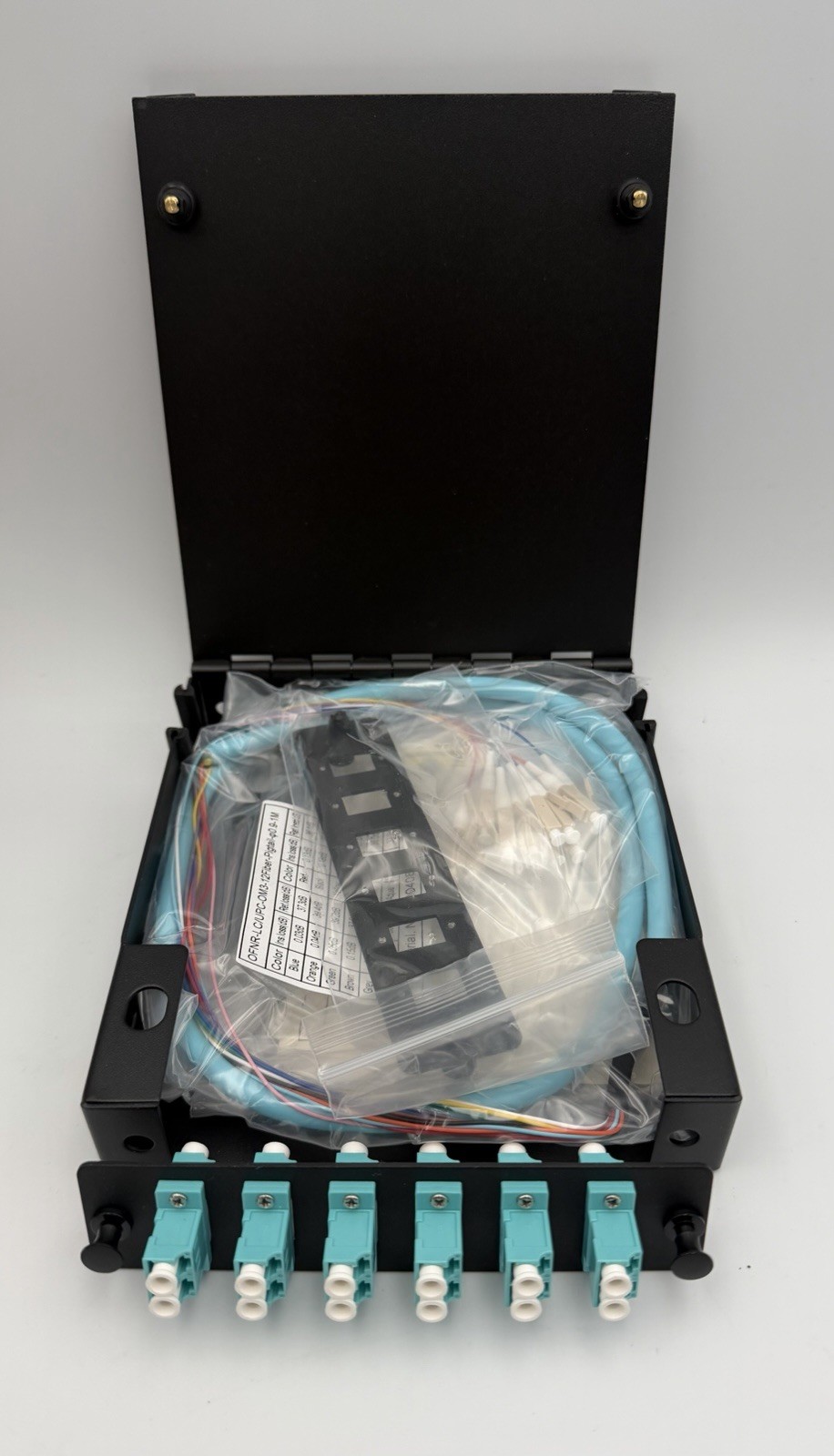 New 12 Port Fiber Optic Wall Mount Enclosure LC UPC OM3 Multimode Loaded Kit