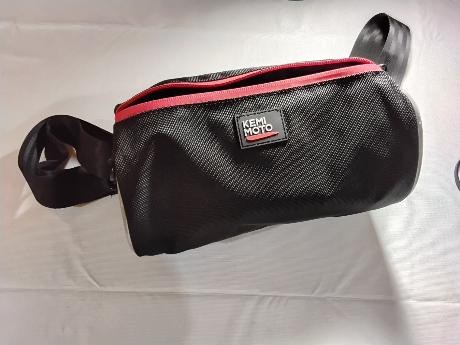 Kemi Moto duffle/general purpose bag with strap- Black & Red white logo