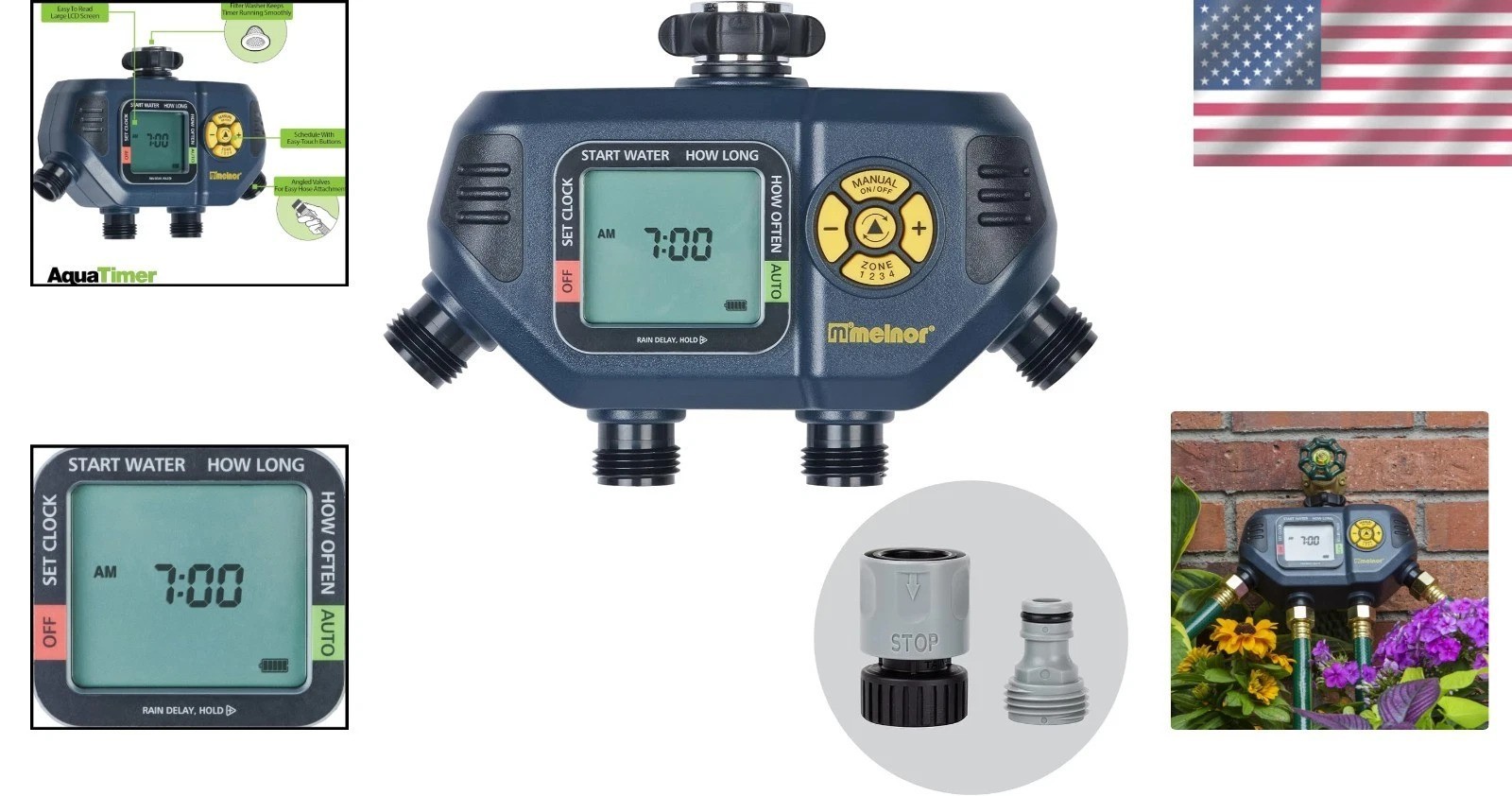 User-Friendly 4-Zone Timer in Chic Black & Yellow - 7- Included