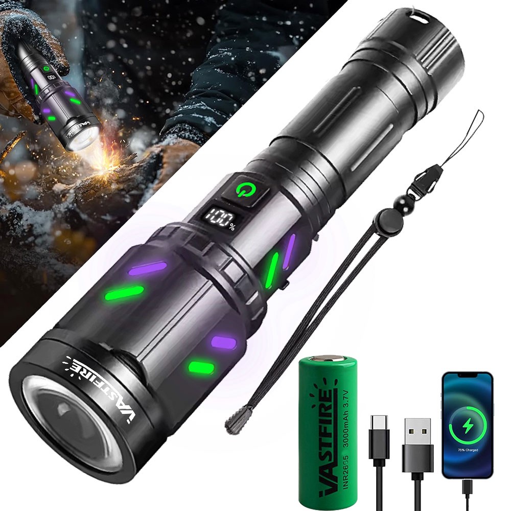 12000LM Laser White LED Flashlight Torch USB Rechargeable Zoomable Burning Light