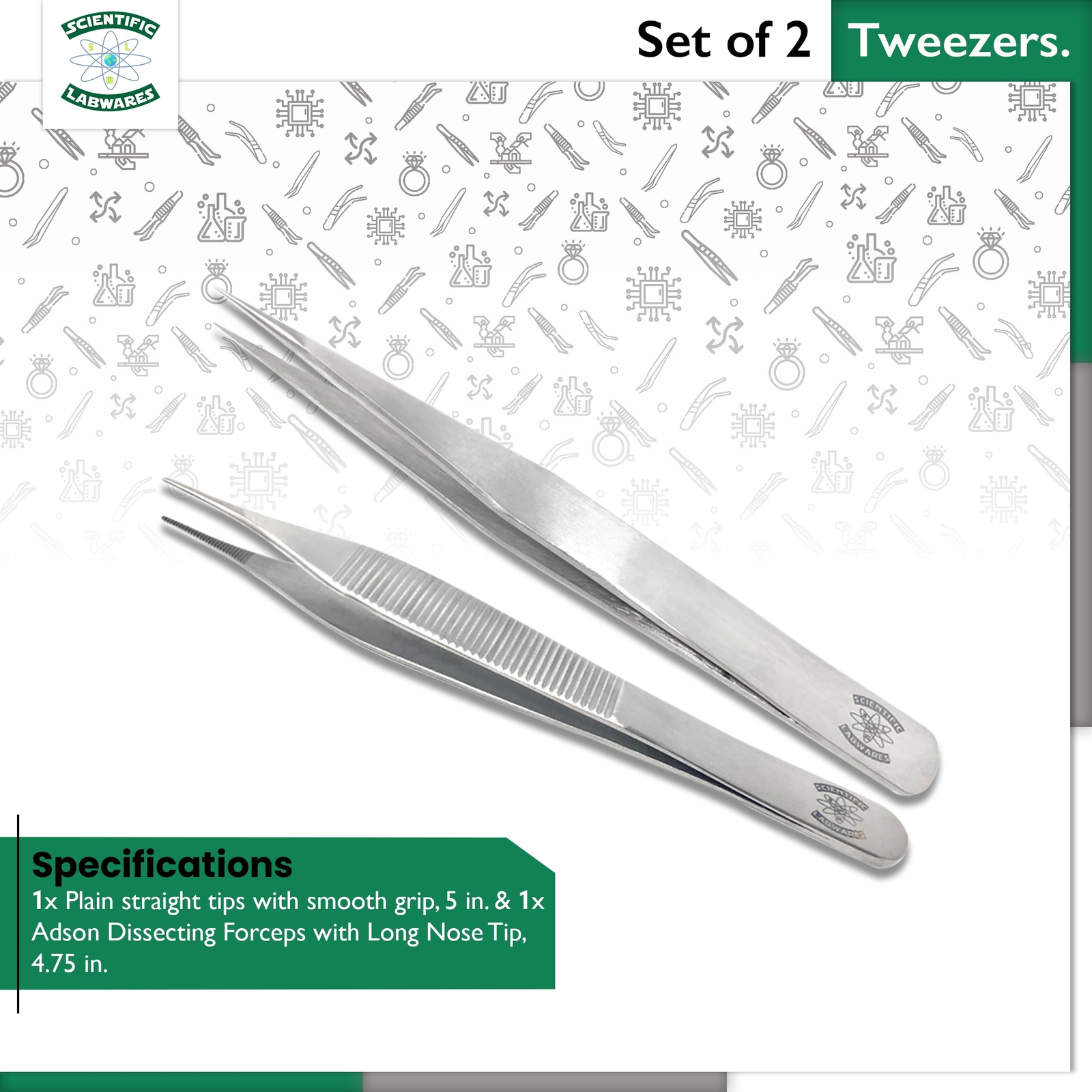Scientific Labwares Stainless Steel Adson Dissecting Forceps Boley Style Lab