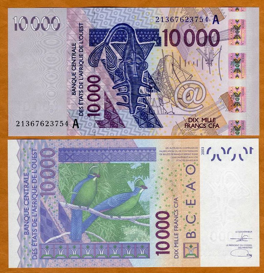 West African States, Ivory Coast 10,000 (10000) Francs, 2003 (2021) P-118Au, UNC