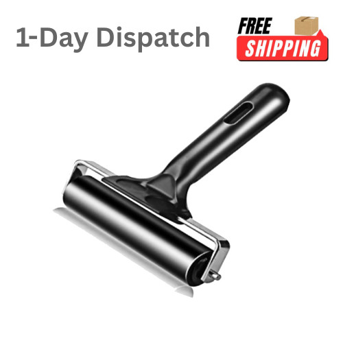 4 Inch Professional Rubber Roller with Comfort Grip Handle Stainless Core