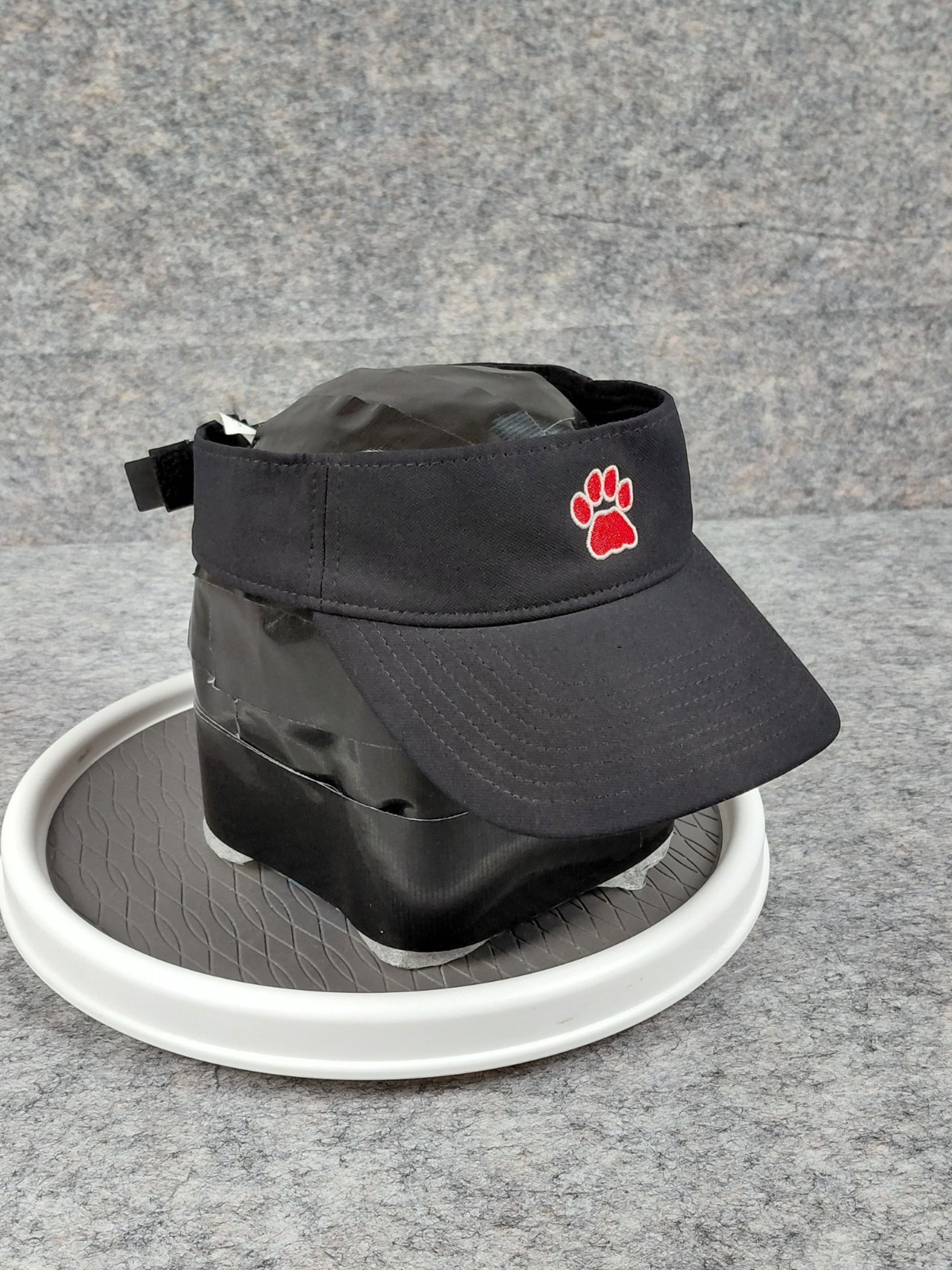 Nike Dry Fit Visor Black With Red/white Paw Strapback Hooknloop