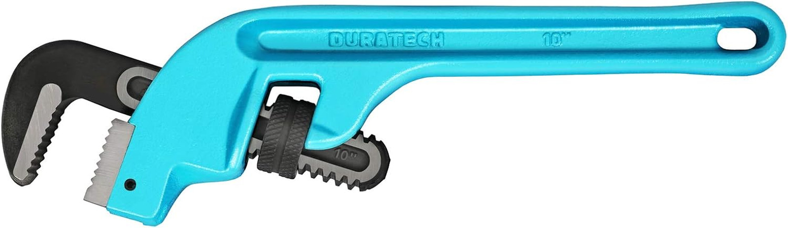 10-Inch Offset Pipe Wrench, Heavy Duty End Pipe Wrench, Cast Iron Handle, Adjust