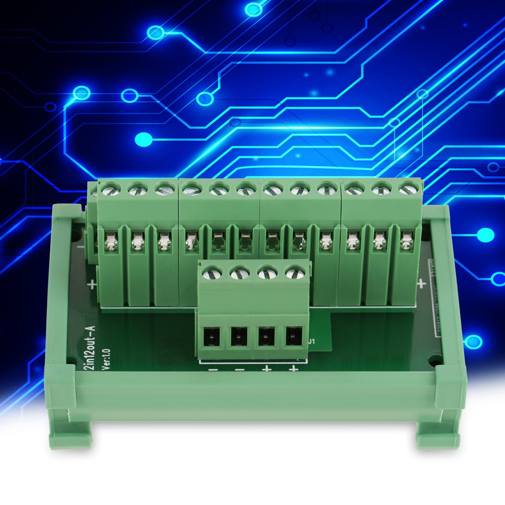 12 Position Power Distribution DIN Rail Mount Interface Module Board