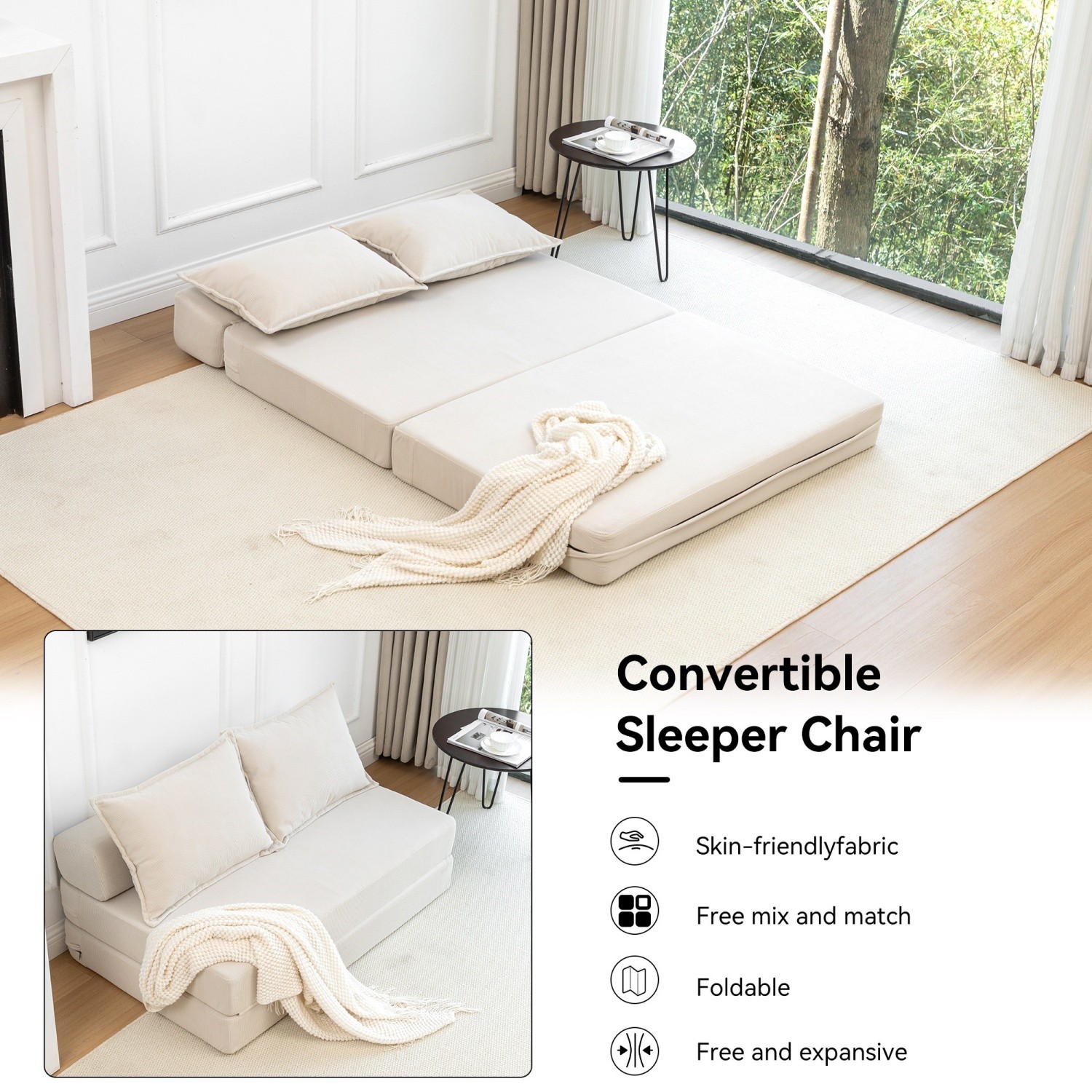 Convertible Sofa Bed Floor Couch Chair Folding Sofa Bed Sleeper Lounge Chairs