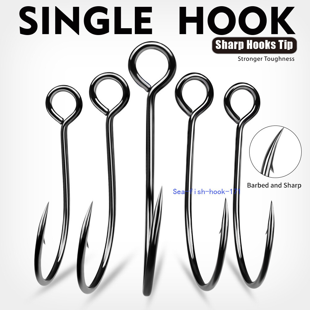 50-100PCS Inline Single Hooks Heavy Duty Replacement Fishing Hook for Lures Bait