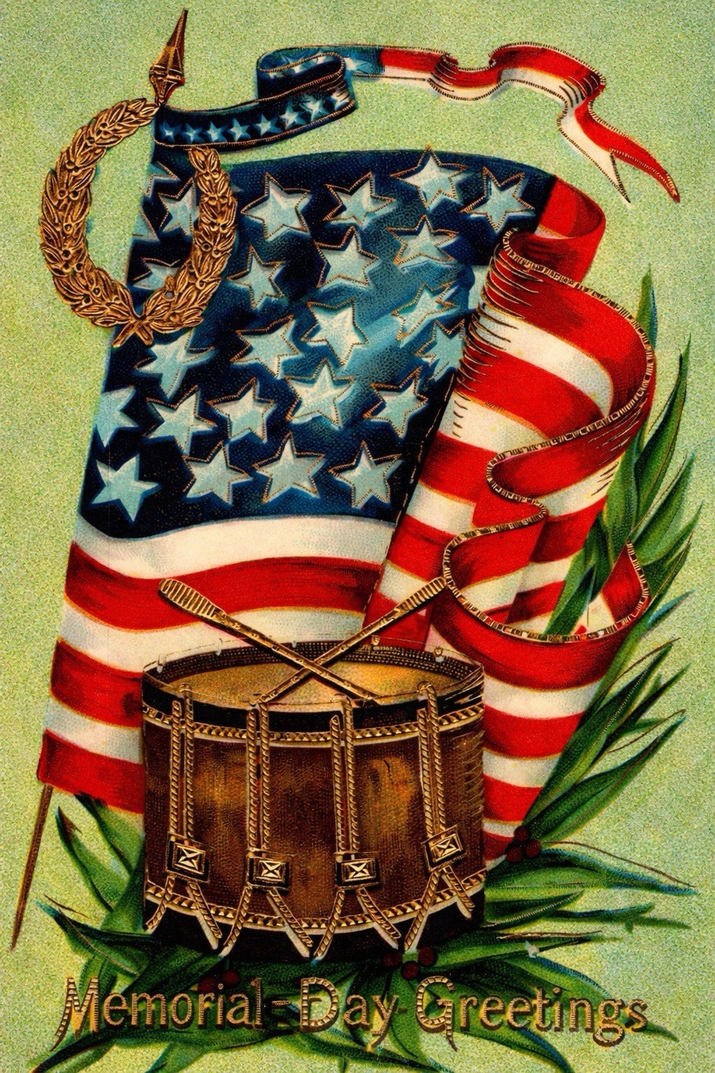 MEMORIAL DAY Greeting Flag MODERN Postcard Patriotic Holiday B50