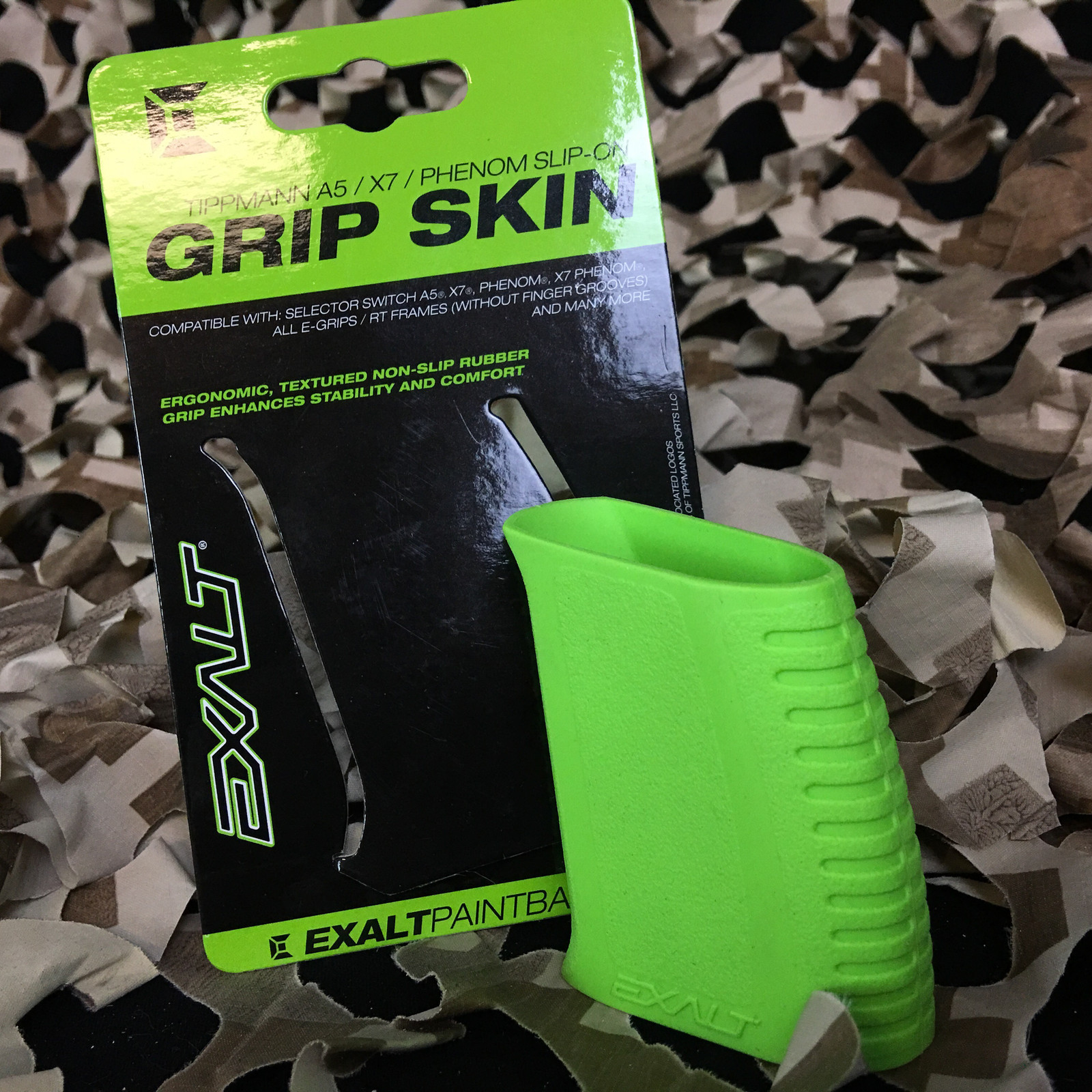 NEW Exalt Tippmann A5/X7/Phenom Paintball Gun Grip Skin Cover - Lime Green