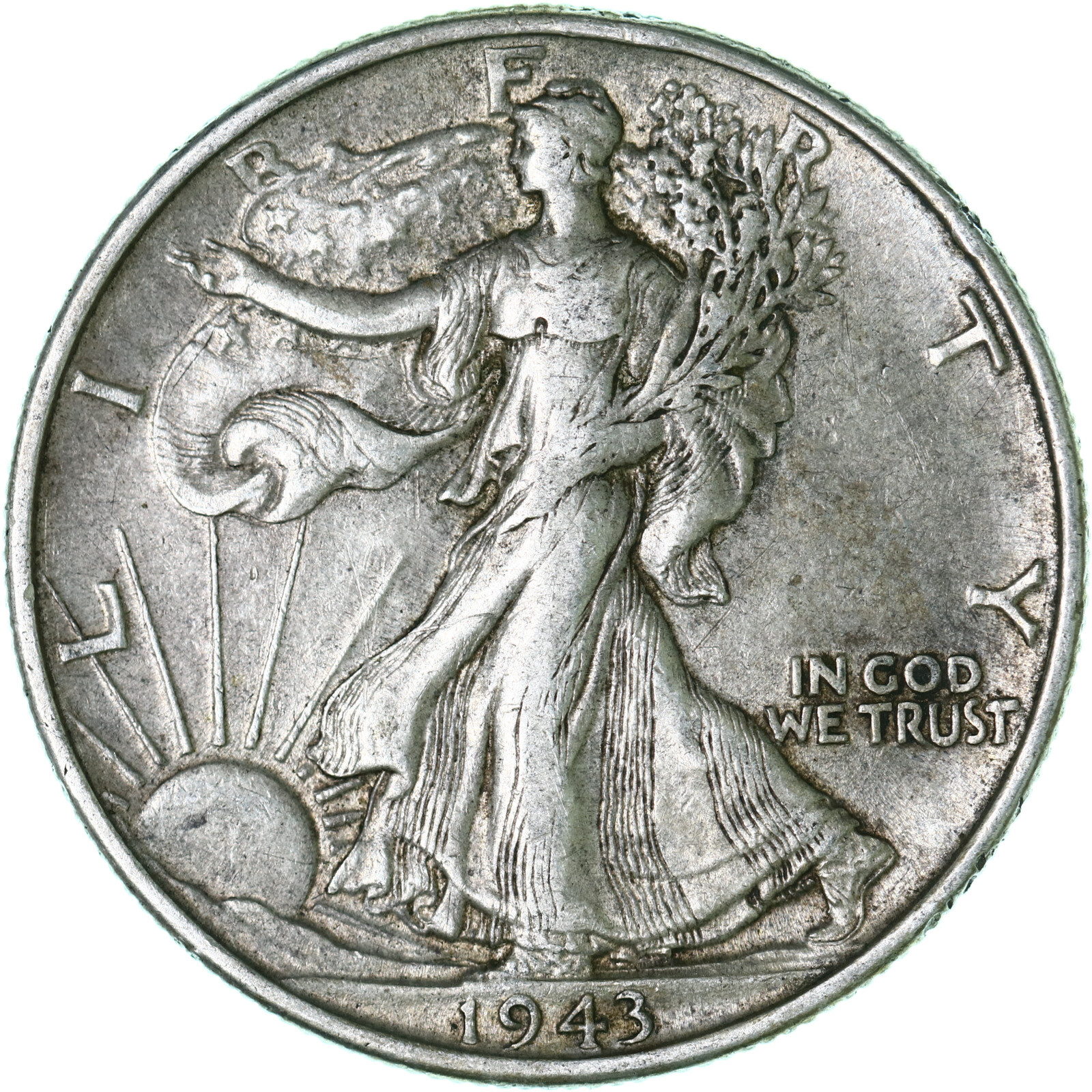 1943 (P) Walking Liberty Half Dollar 90% Silver Extra Fine XF