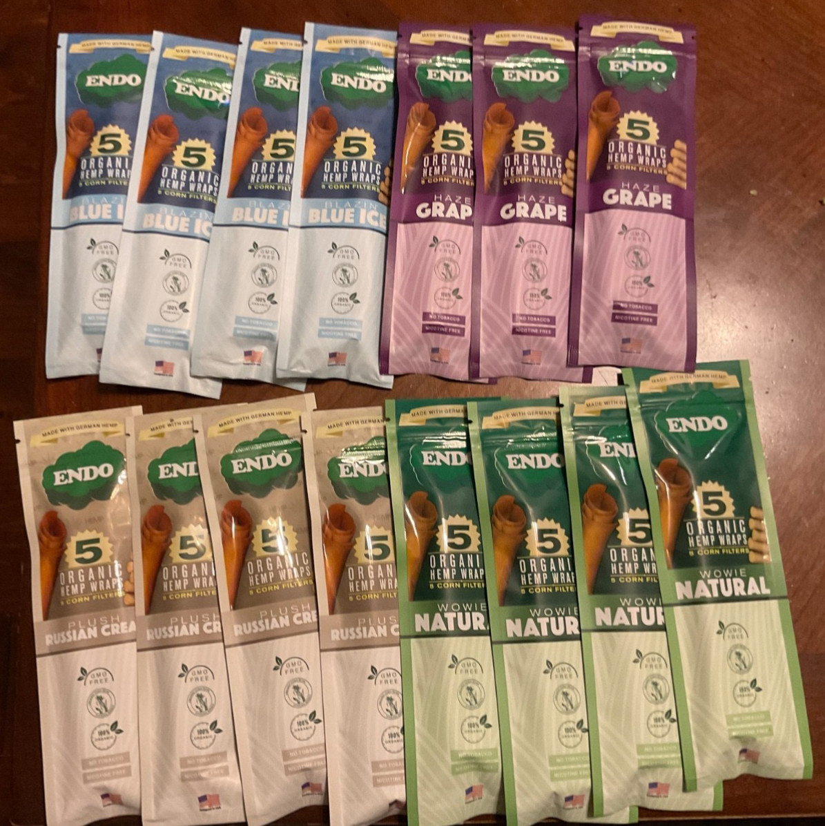 Endo Rolling Papers Wraps  15/5ct Packs Mixed Flavor Box