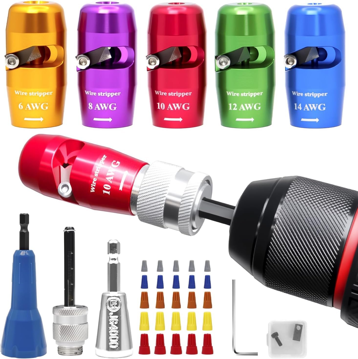 Wire Stripping for Drill, Wire Stripping Tool & Wire Twisting Connector Set, Wir