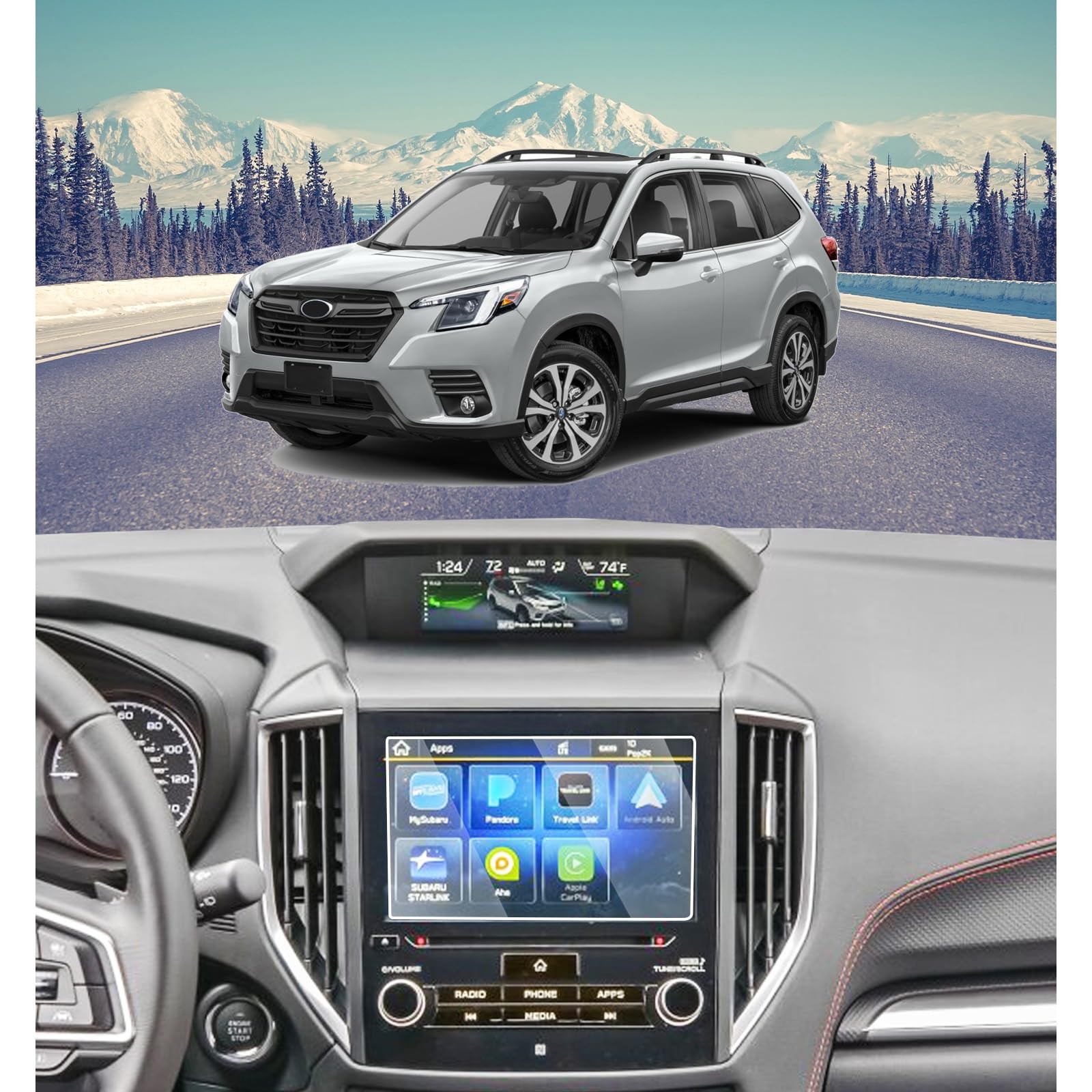 Screen Protector Tempered Glass Fit for Subaru Forester 2019-2024 Anti-Bubble