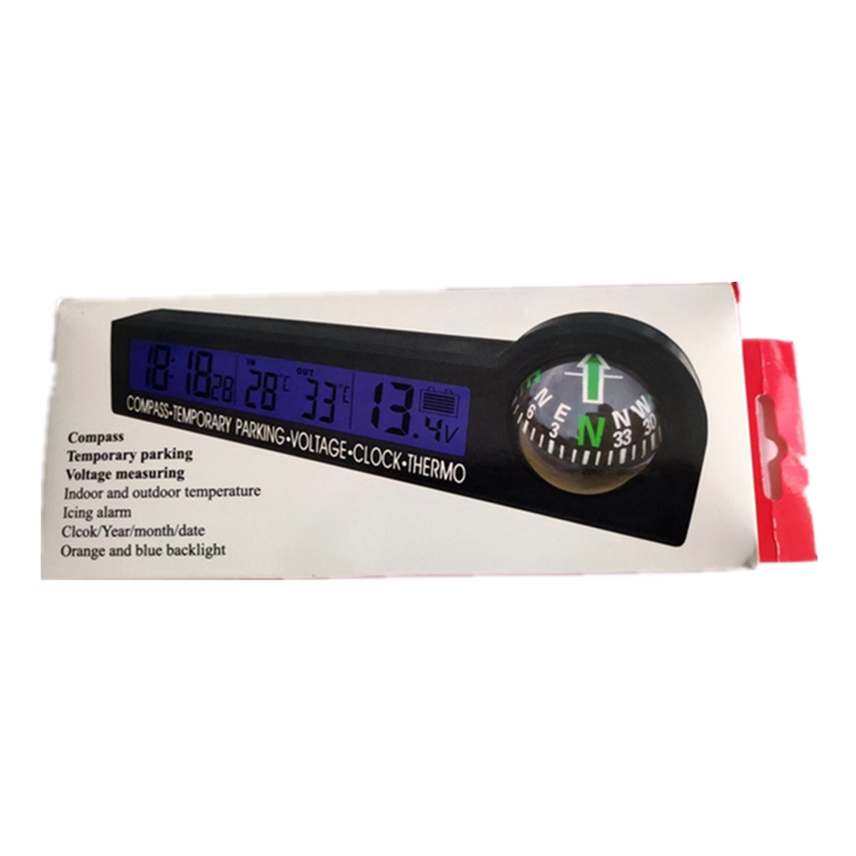Digital Clock Compass Thermometer Outdoor Temperature Meter for Car Truck Dash