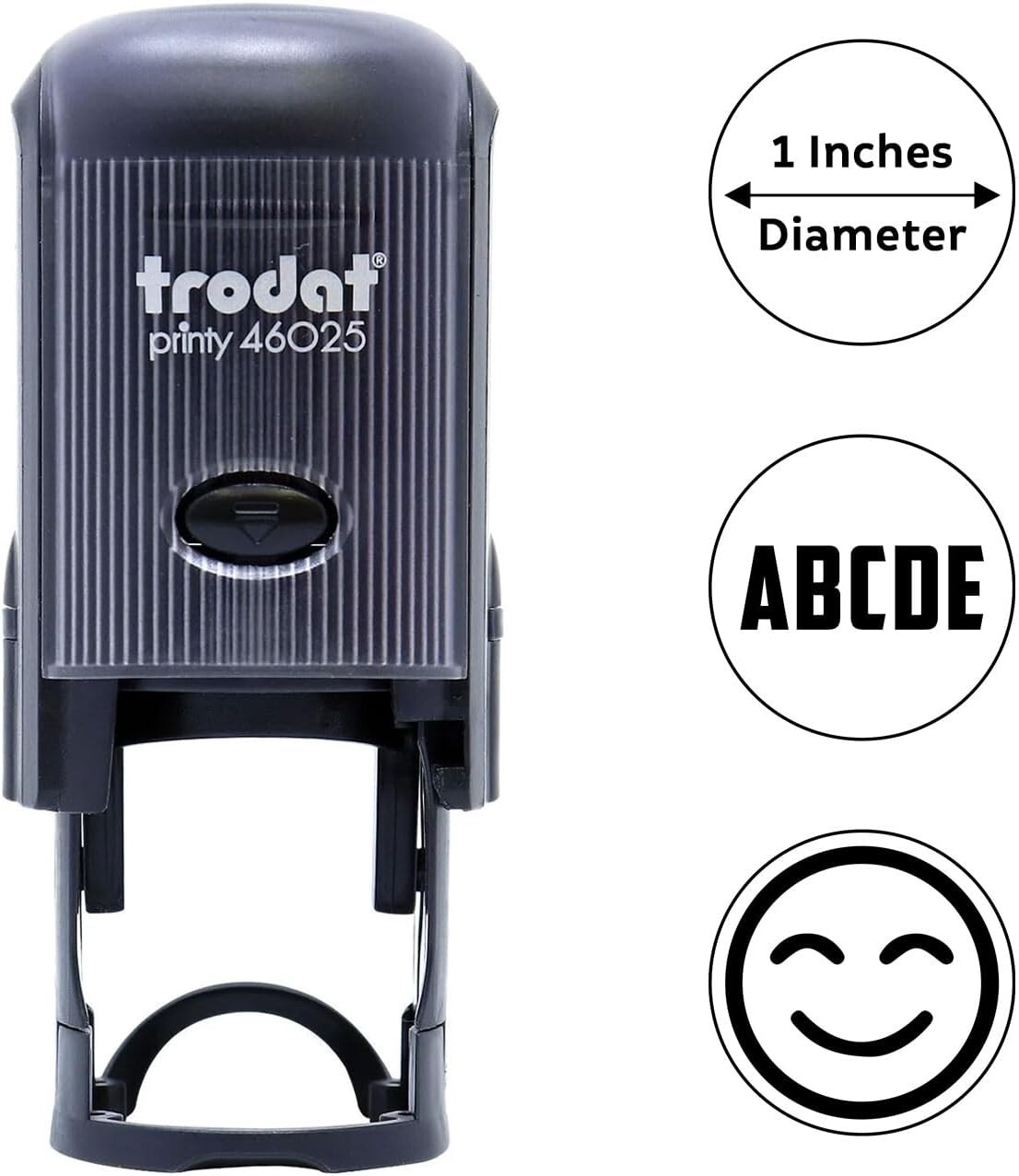 Customize with Initial or Smiley or Logo-Round self Inking Stamp-46025-1"-BLACK