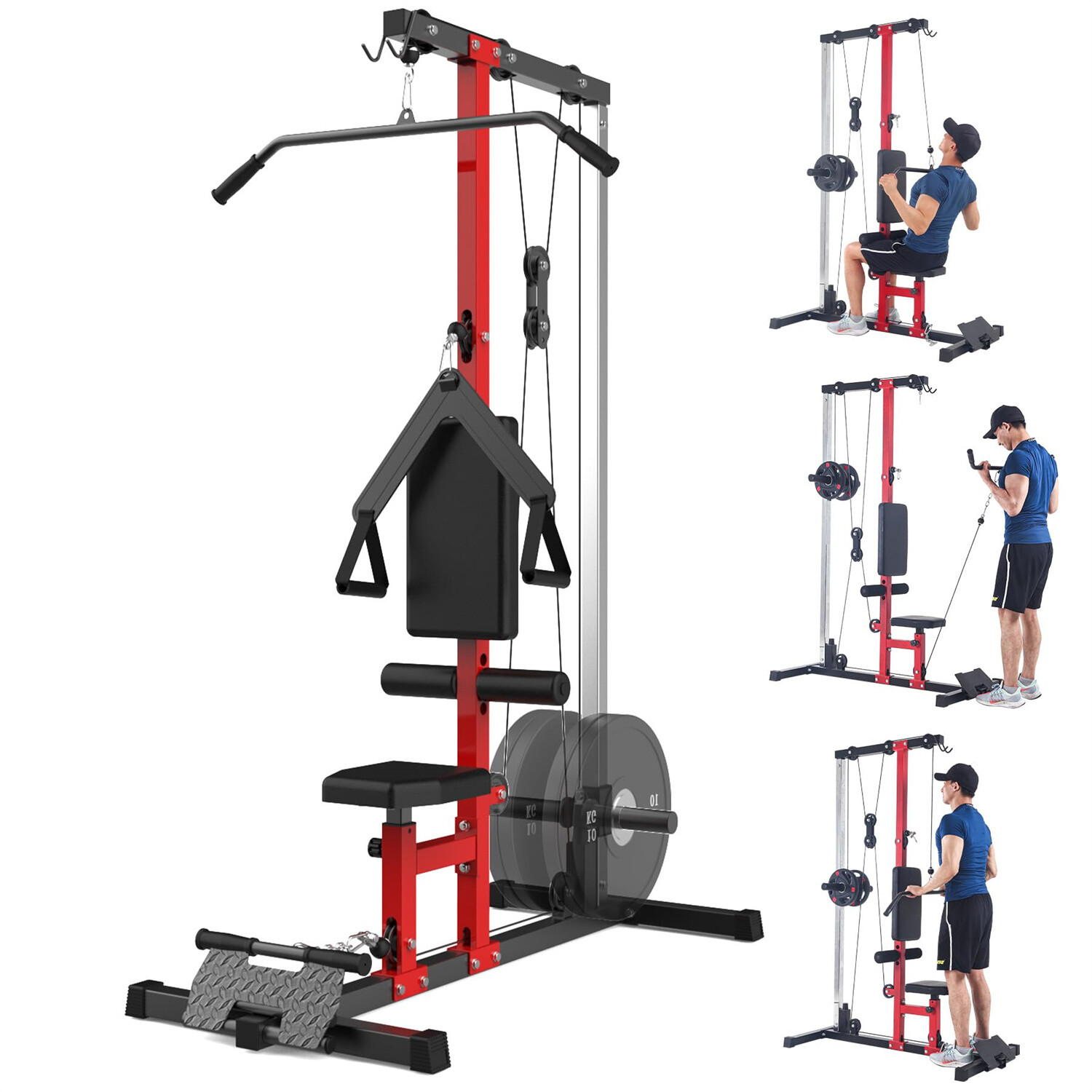 LAT Pulldown Machine,Multi-Functional Cable Machine w/High & Low Pulley Station