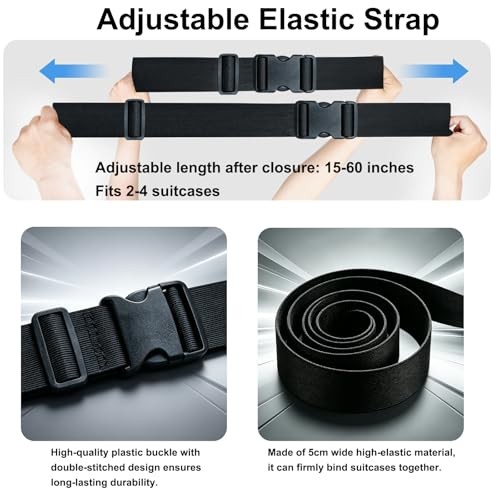 5 Pack Adjustable Luggage Connector Straps for Multiple Suitcases | Adjustable