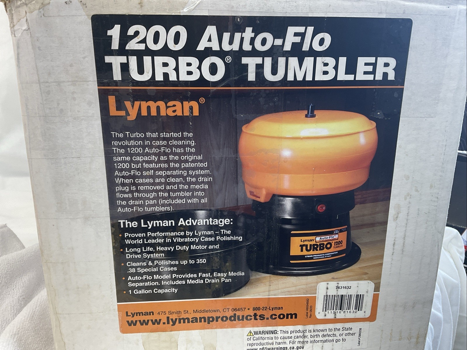 Lyman 1200 220V Auto-Flo Turbo Tumbler with Media can handle up to 350 .38 Cases