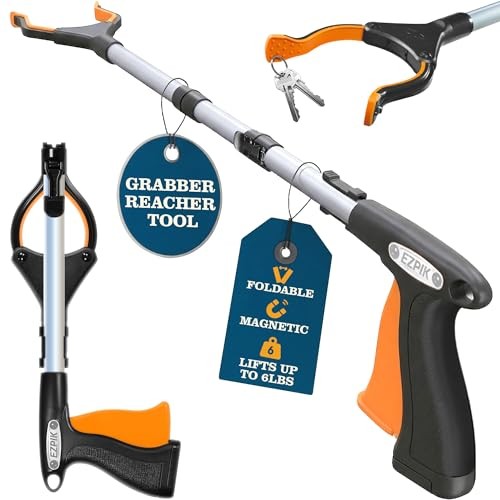 Silver 36" Flexible Folding Grabber Tool for Elderly - Pack of 1
