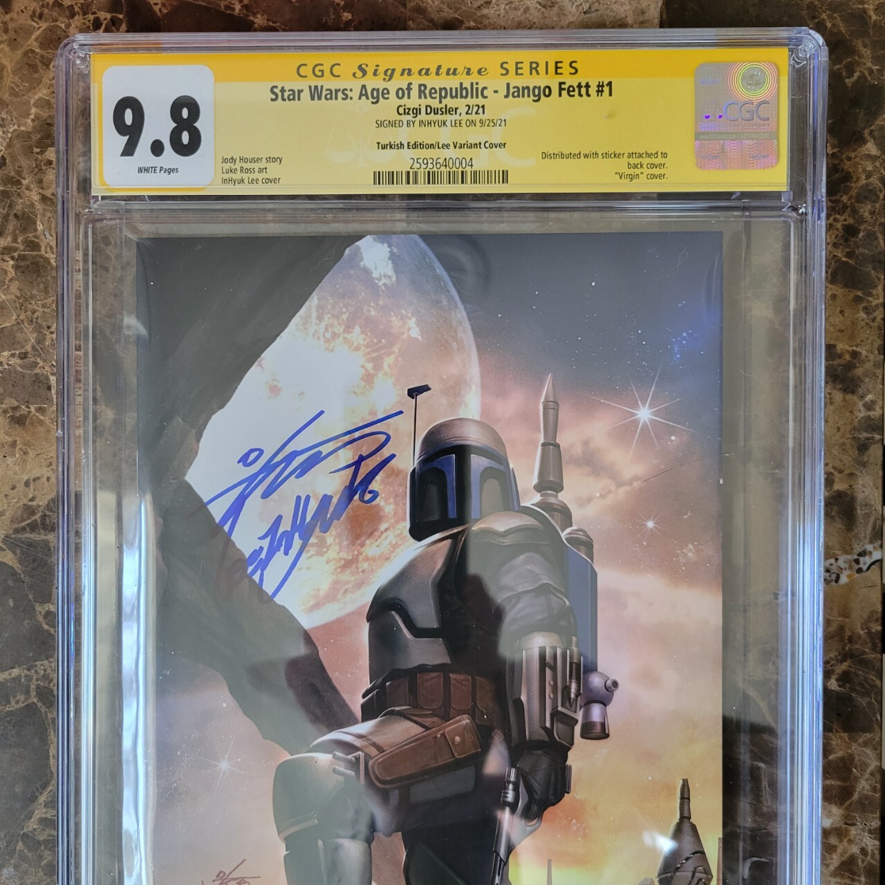 Star Wars Age of Republic Jango Fett #1 Virgin SS CGC 9.8 2021 Signed InHyuk Lee