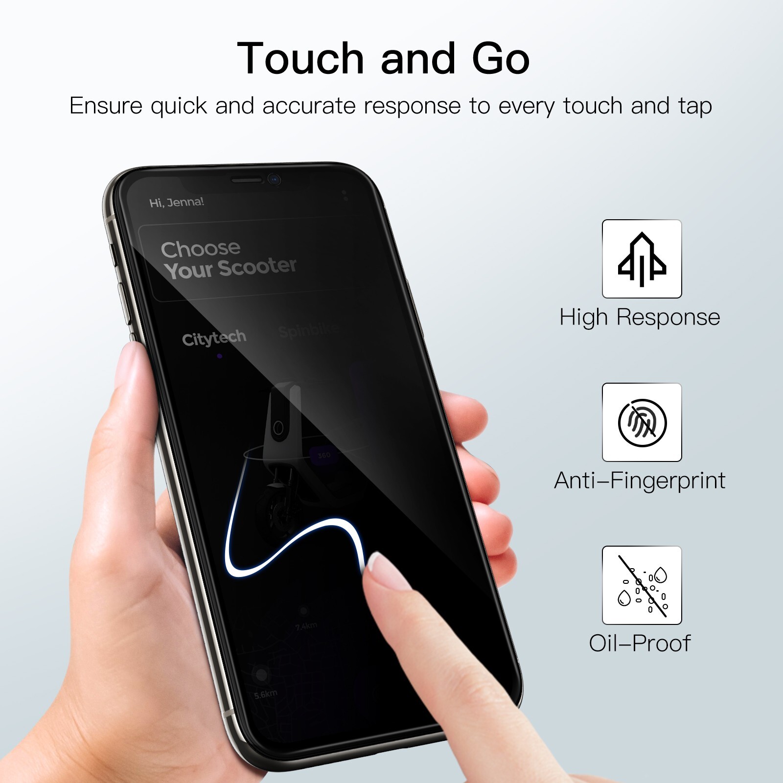 JETech Privacy Full Coverage Screen Protector for iPhone 11 Pro Max/XS Max 6.5''