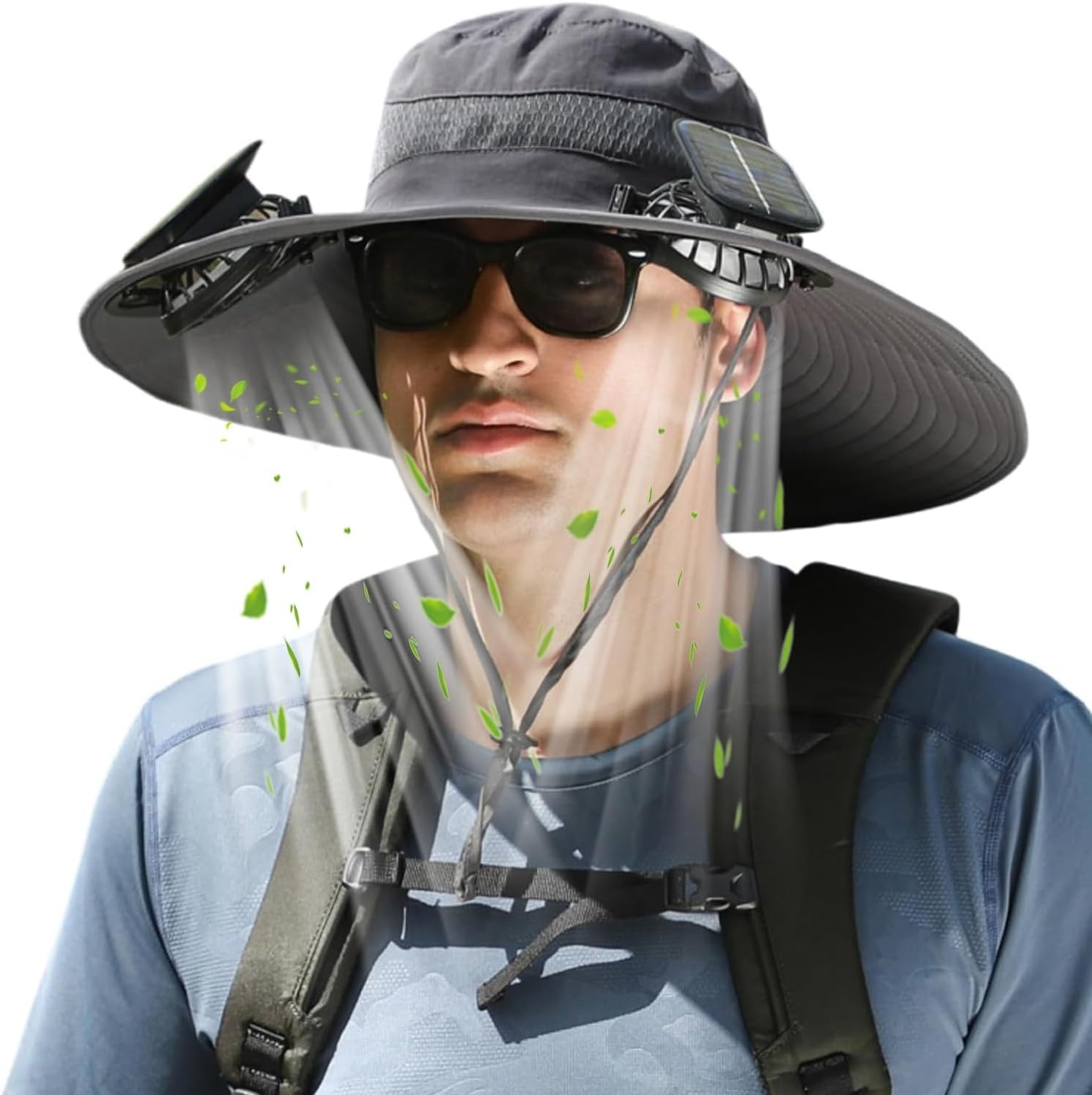 Solar & USB Powered Hat with Dual Fan Outdoor Fishing Fan Hat Sunscreen Sun Hat