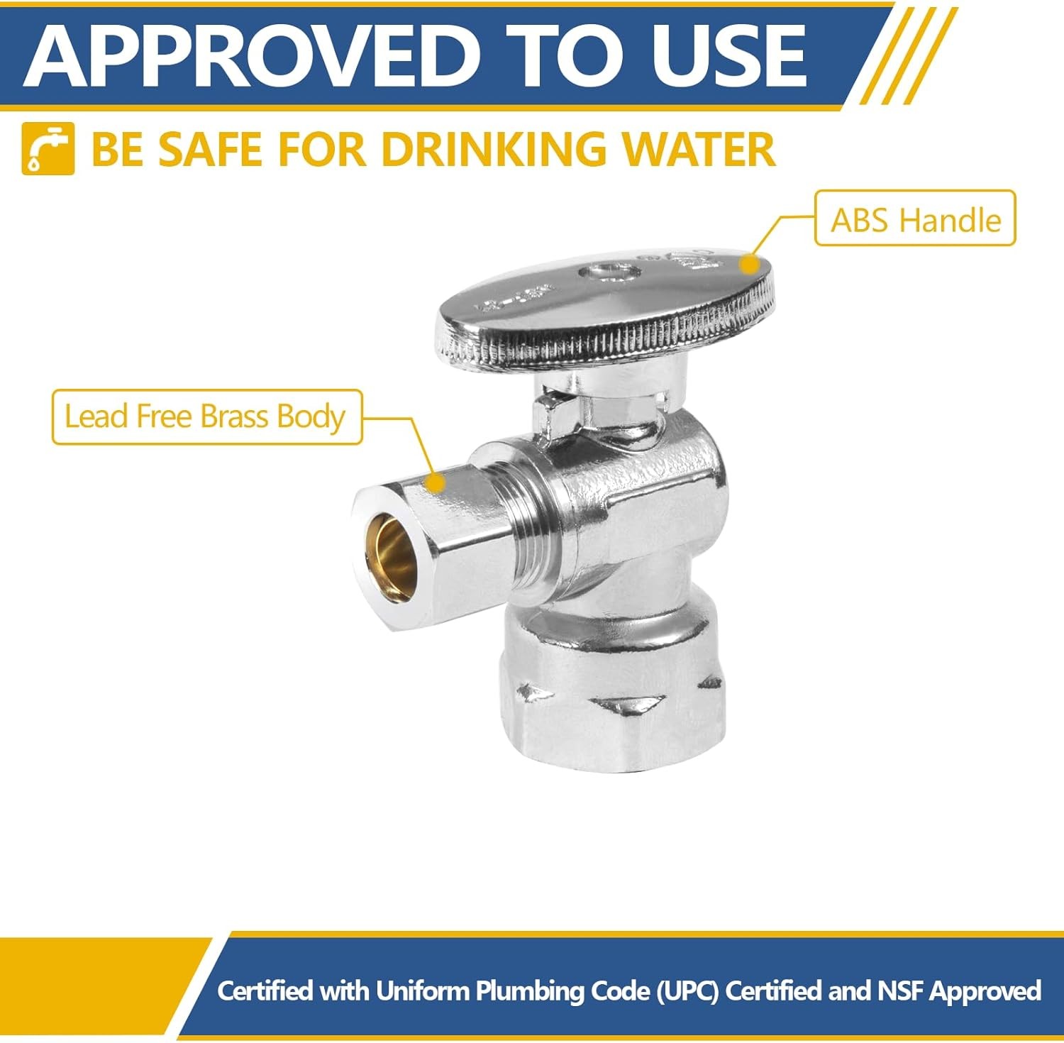 Angle Stop Valve,1/2" FIP Iron Pipe Compression Chrome Angle Shut-off Valve