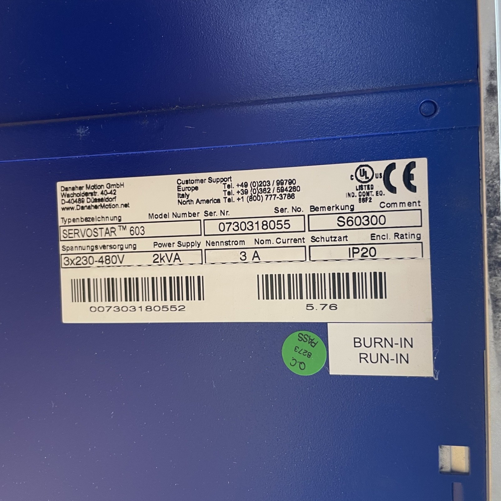 KOLLMORGEN SERVOSTAR 603 / S60300 Servo Drive