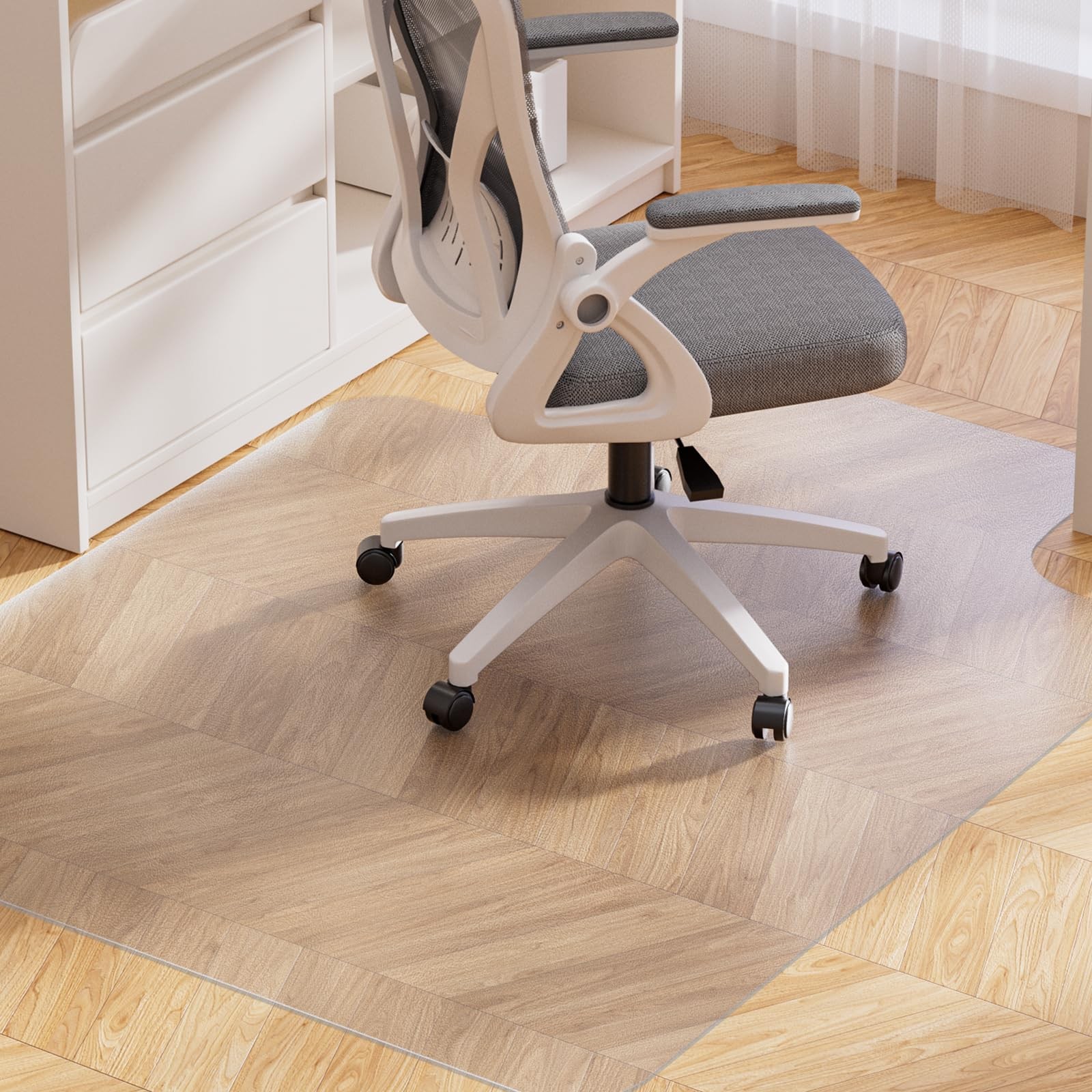 Yecaye Desk Chair Mat for Hardwood Floor, 48"×36" 48" x 36", Transparent