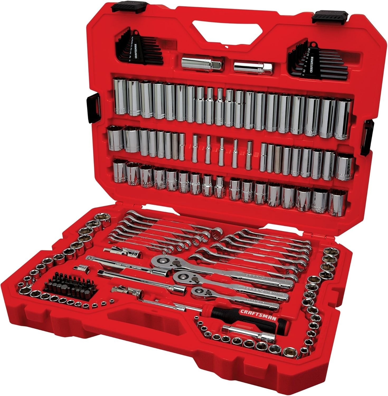 189 Piece Mechanics Tool Set, 1/4, 3/8 and 1/2 Inch Drive Socket Wrench Set with