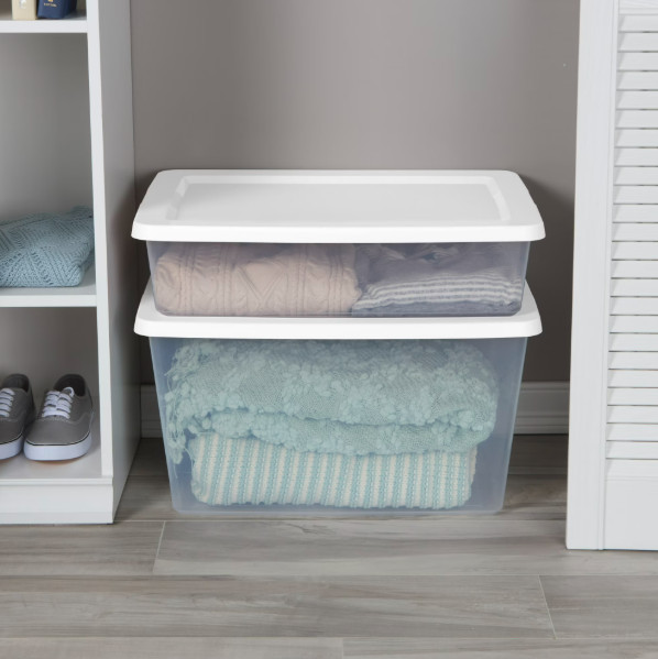 Sterilite 20 Quart Small Storage Bin Plastic Container with Snap On Lid 2pk