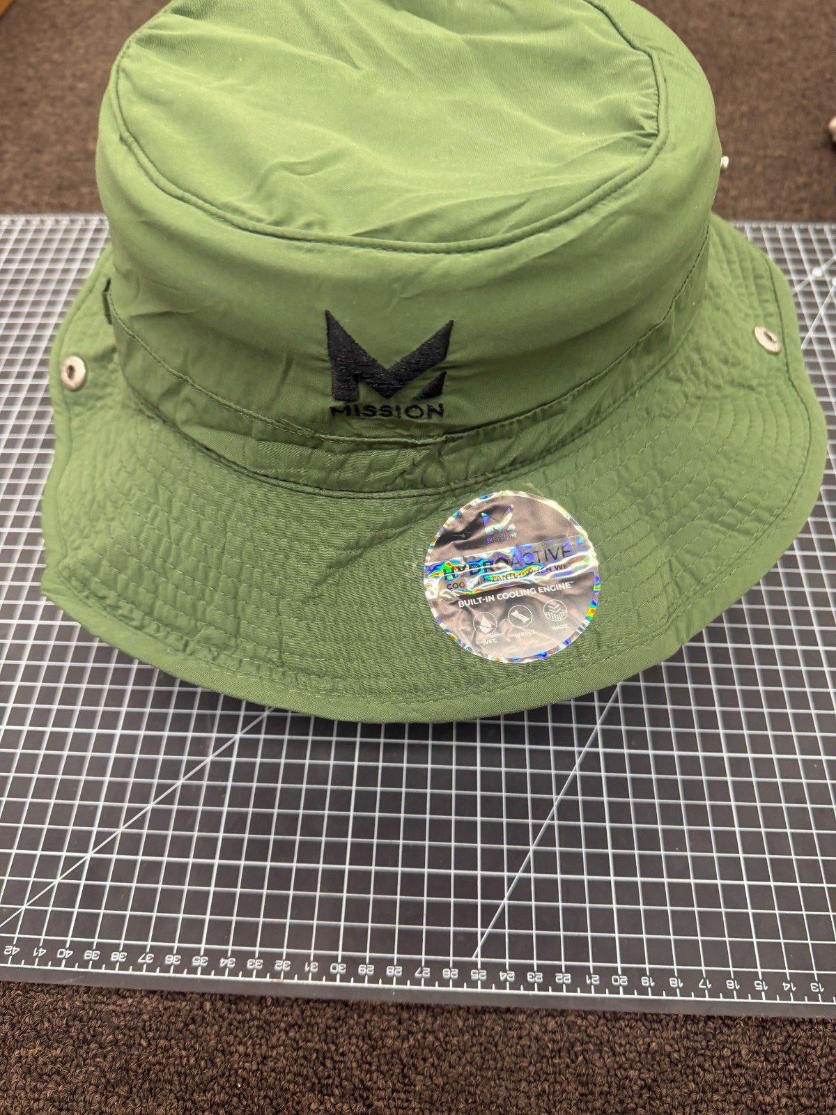 Mission Cooling Engine 3" Bucket Hat, UPF 50 Sun Protection, Unisex Bronze Green