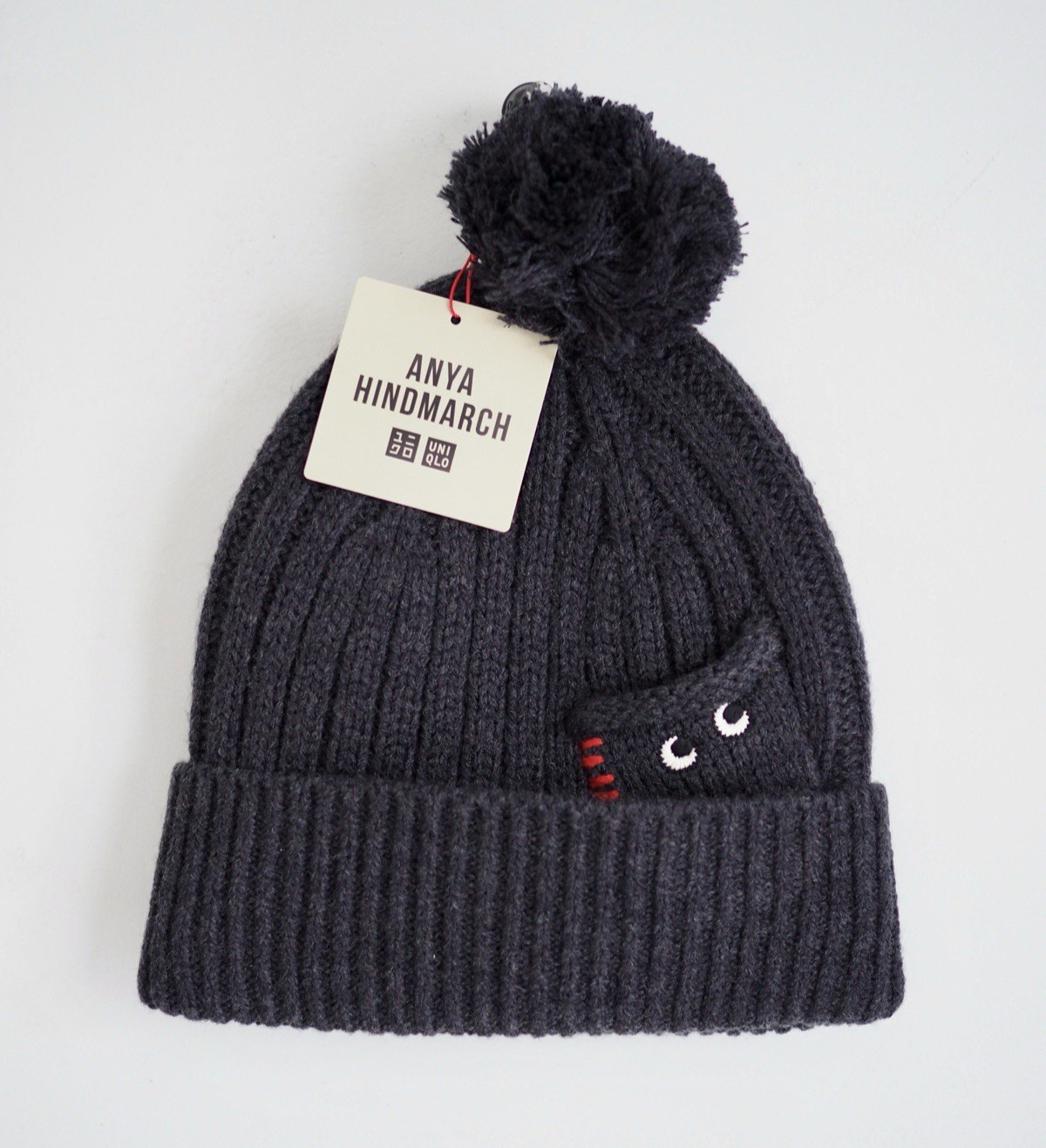 Anya Hindmarch Wool Blend Pocket Logo Uniqlo Heattech Knit Beanie Hat USA Seller