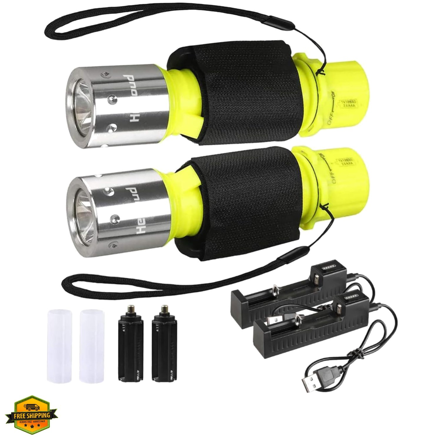 Diving Flashlight with Rechargeable Power Scuba Dive Light Waterproof Underwa...
