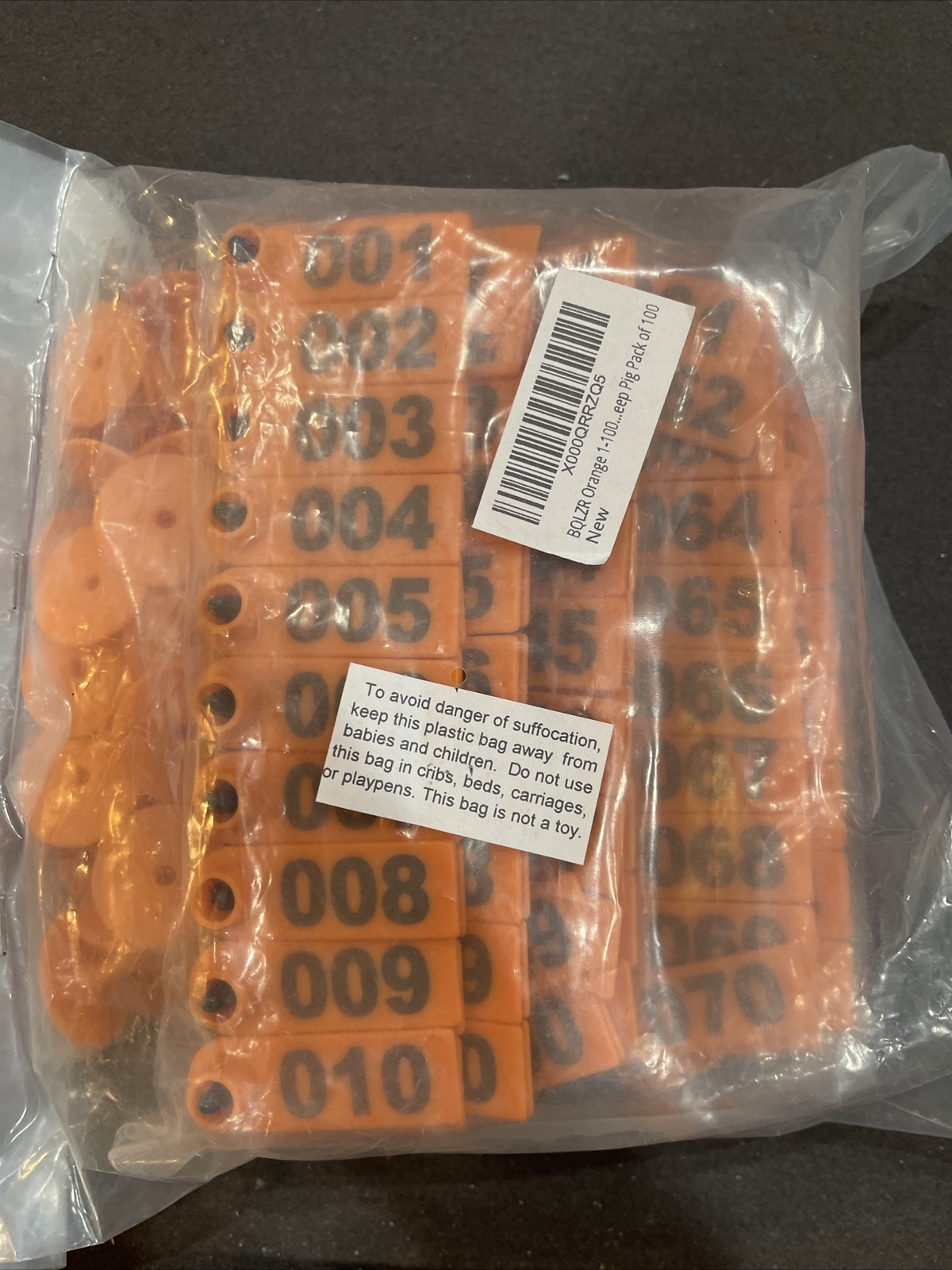 BQLZR Orange 1-100 Number Plastic Livestock Ear Tag Animal Tag for Goat Sheep