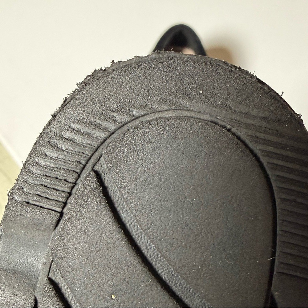 Clarks Collection Black Suede Platform Loafers Bow Detail 7M