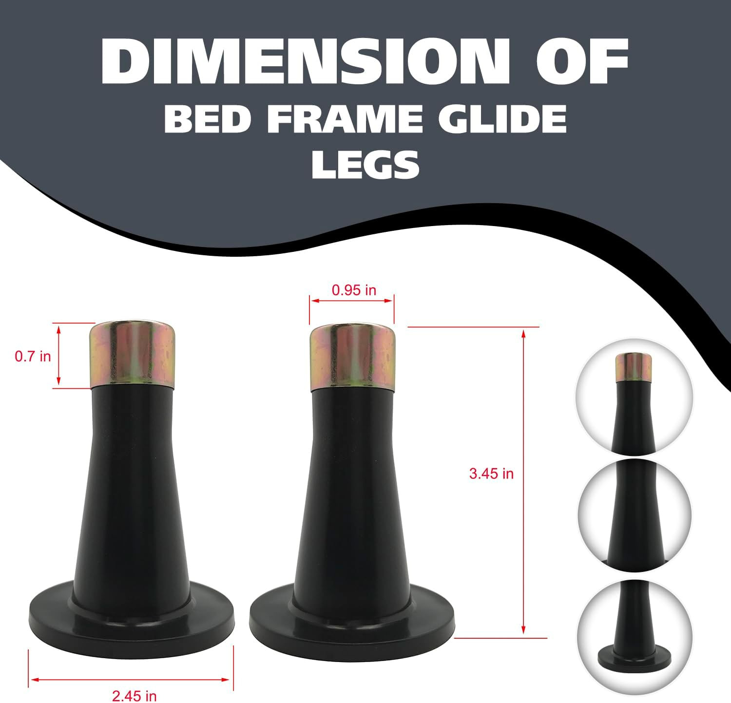 - Plastic Bed Frame Glide Legs - Bed Frame Leg Feet to Replacement Wheels - Set