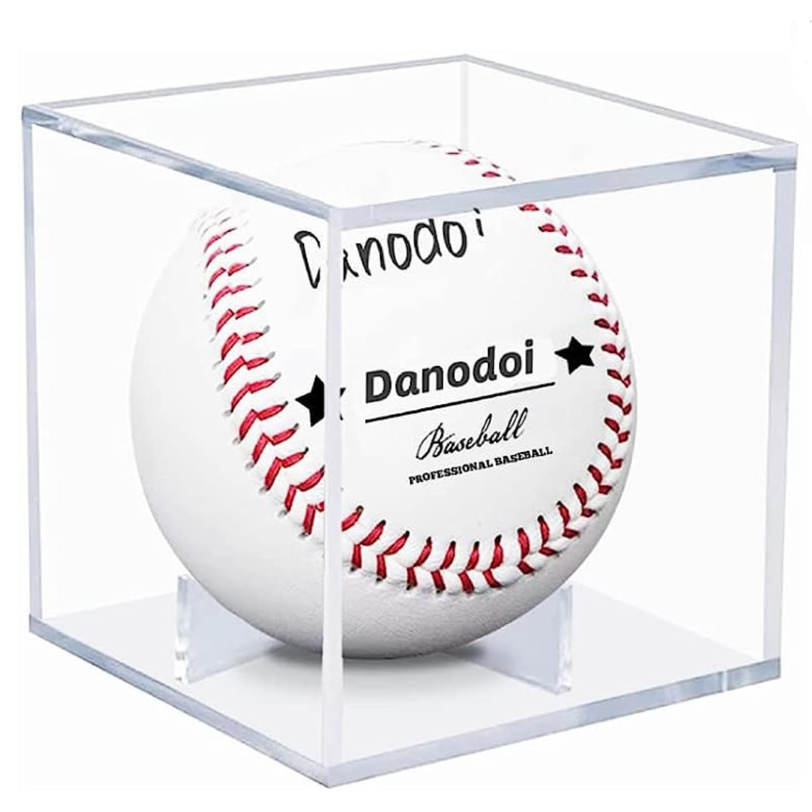 Baseball Display Case UV Protected Acrylic Clear Baseball Holder Square Cube ...