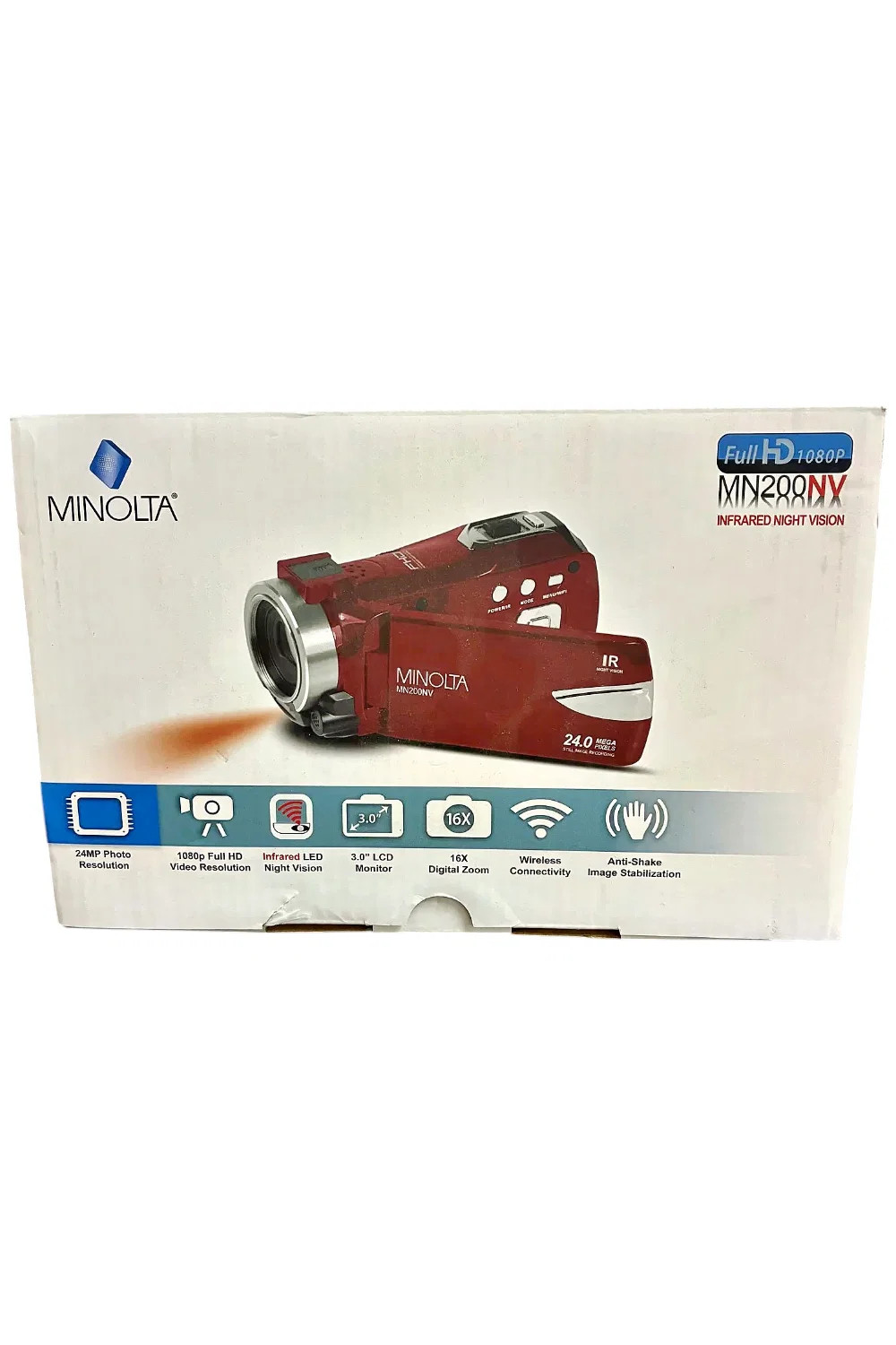 Minolta MN200NV Full HD Night Vision Camcorder Red