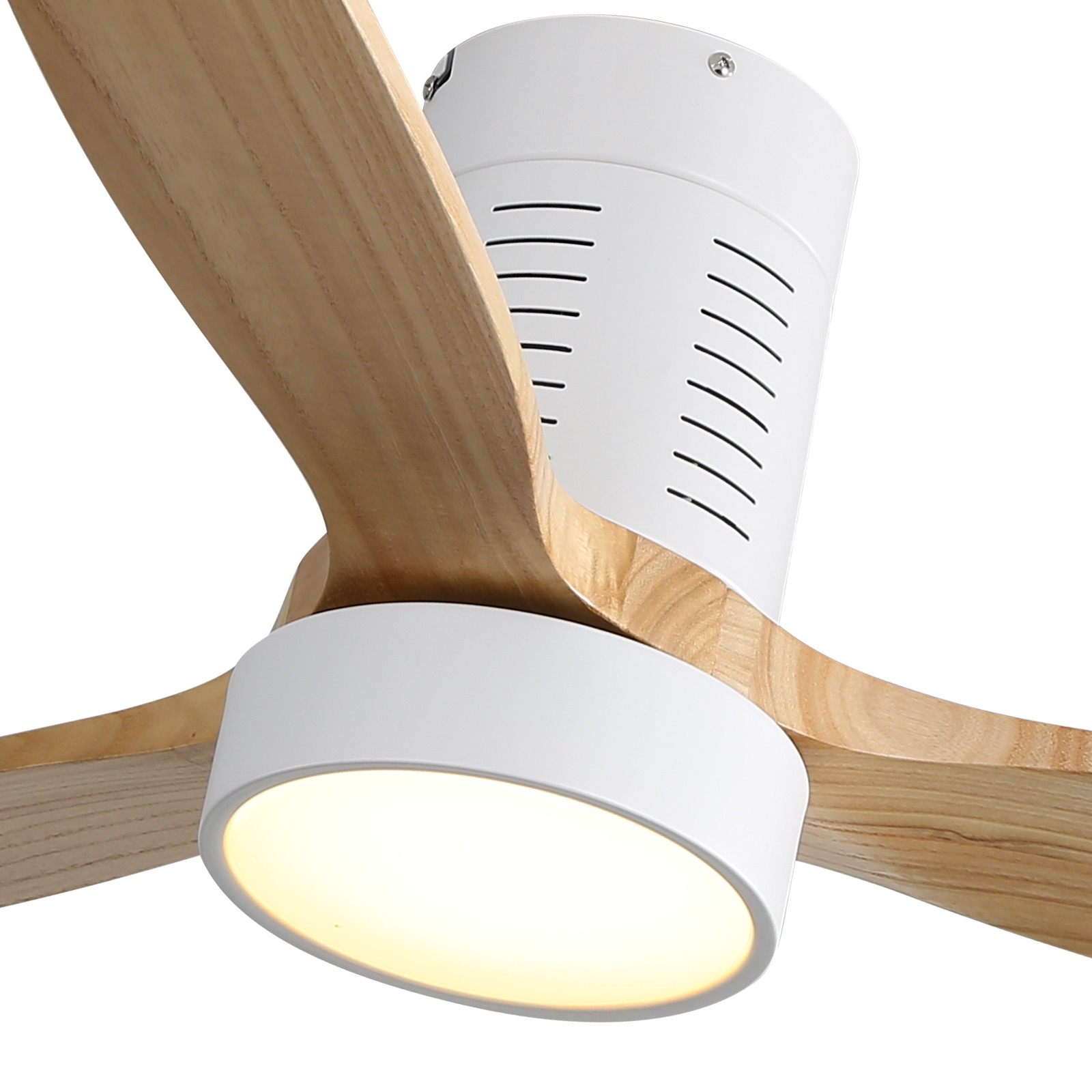 Bedroom Ceiling Fan With Integrated LED & Remote & Solid Wood Blades Reversible