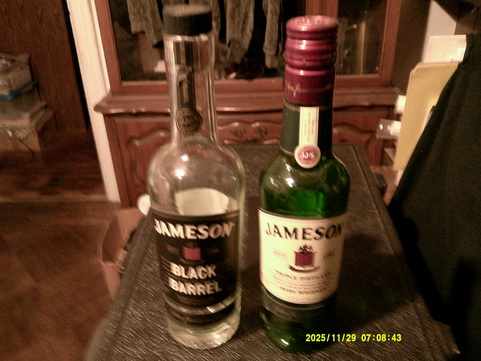 EMPTY-1 JAMESON TRIPLE n 2-EMPTY JAMESON BLACK BARREL 375ML WHISKEY BOTTLES